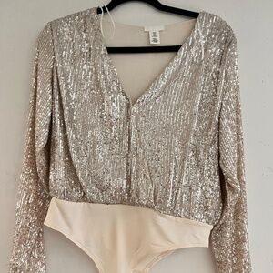 Long sleeve sequin body suit